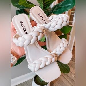 Bone Braided Heels
